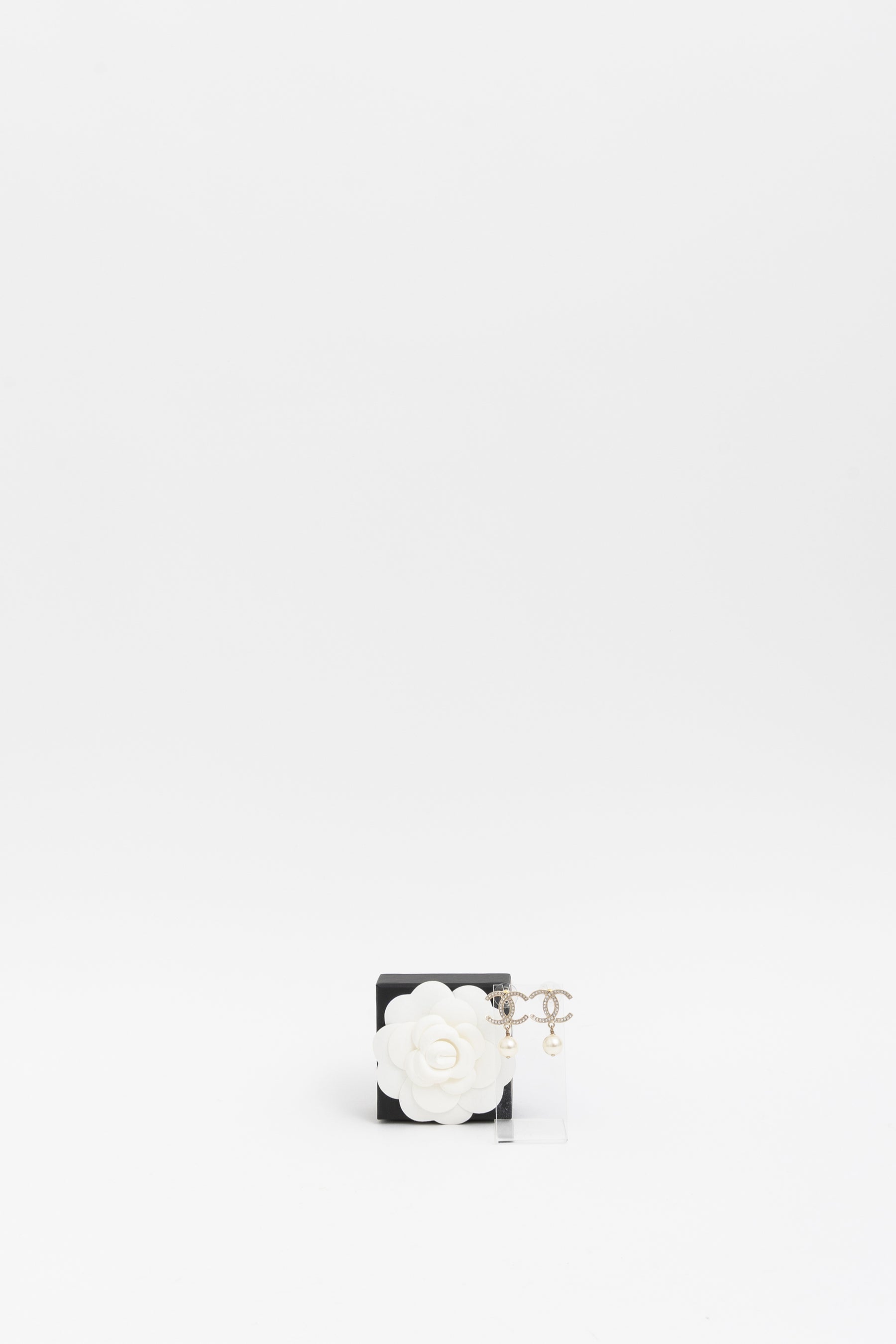 Crystal CC Pearl Drop Earrings