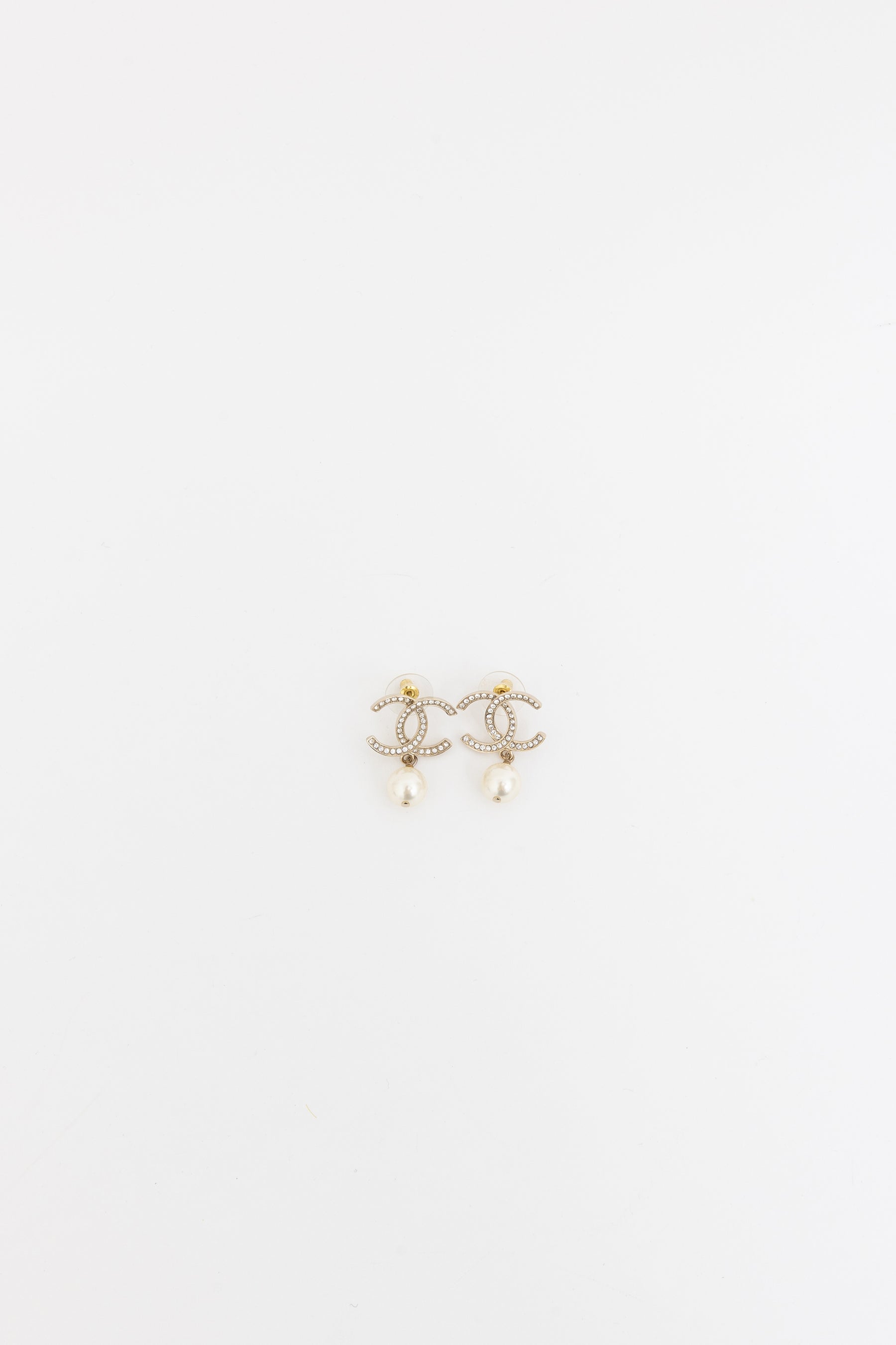 Crystal CC Pearl Drop Earrings