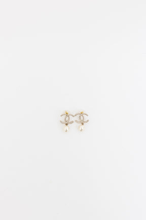 Crystal CC Pearl Drop Earrings
