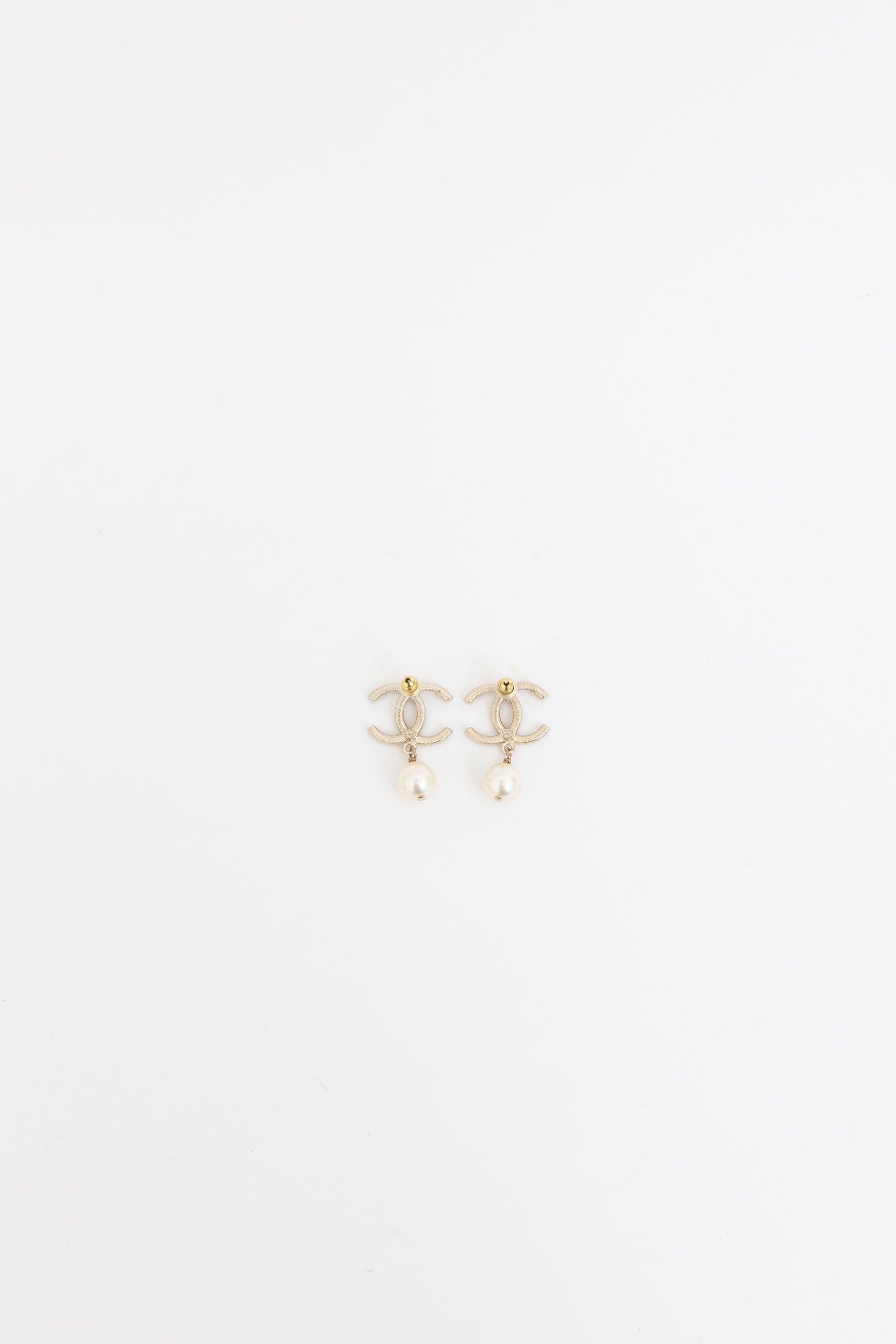 Crystal CC Pearl Drop Earrings