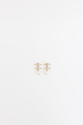 Crystal CC Pearl Drop Earrings