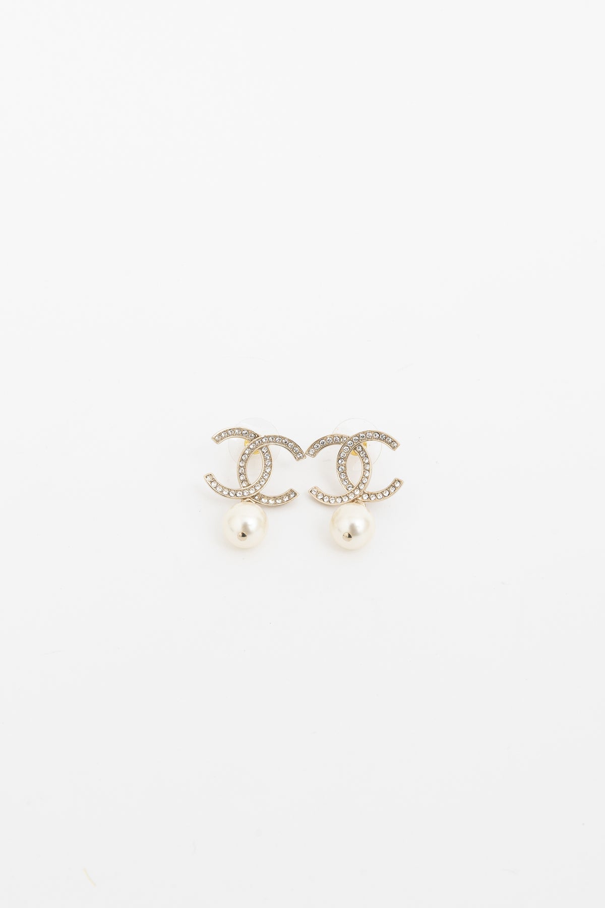 Crystal CC Pearl Drop Earrings