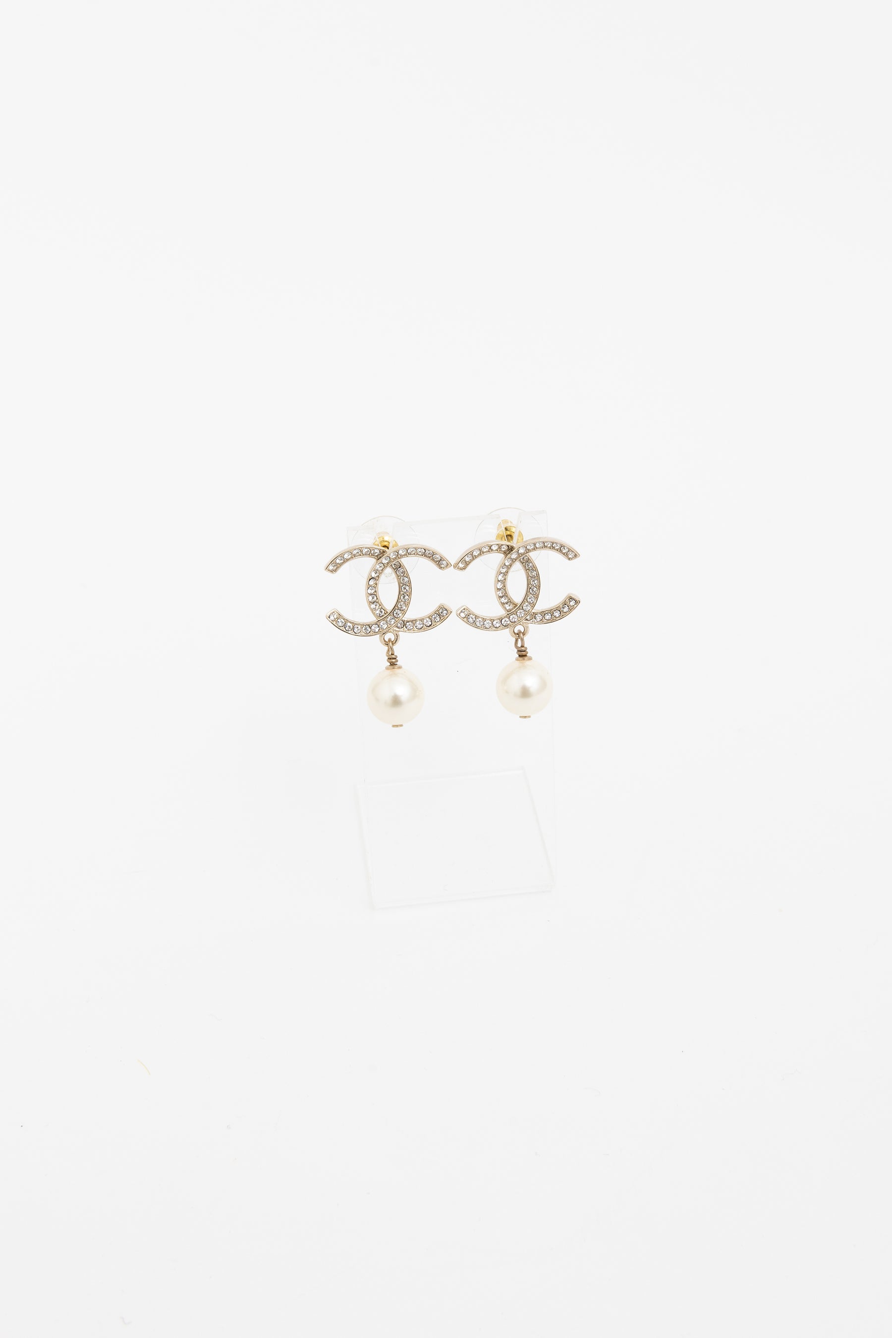 Crystal CC Pearl Drop Earrings