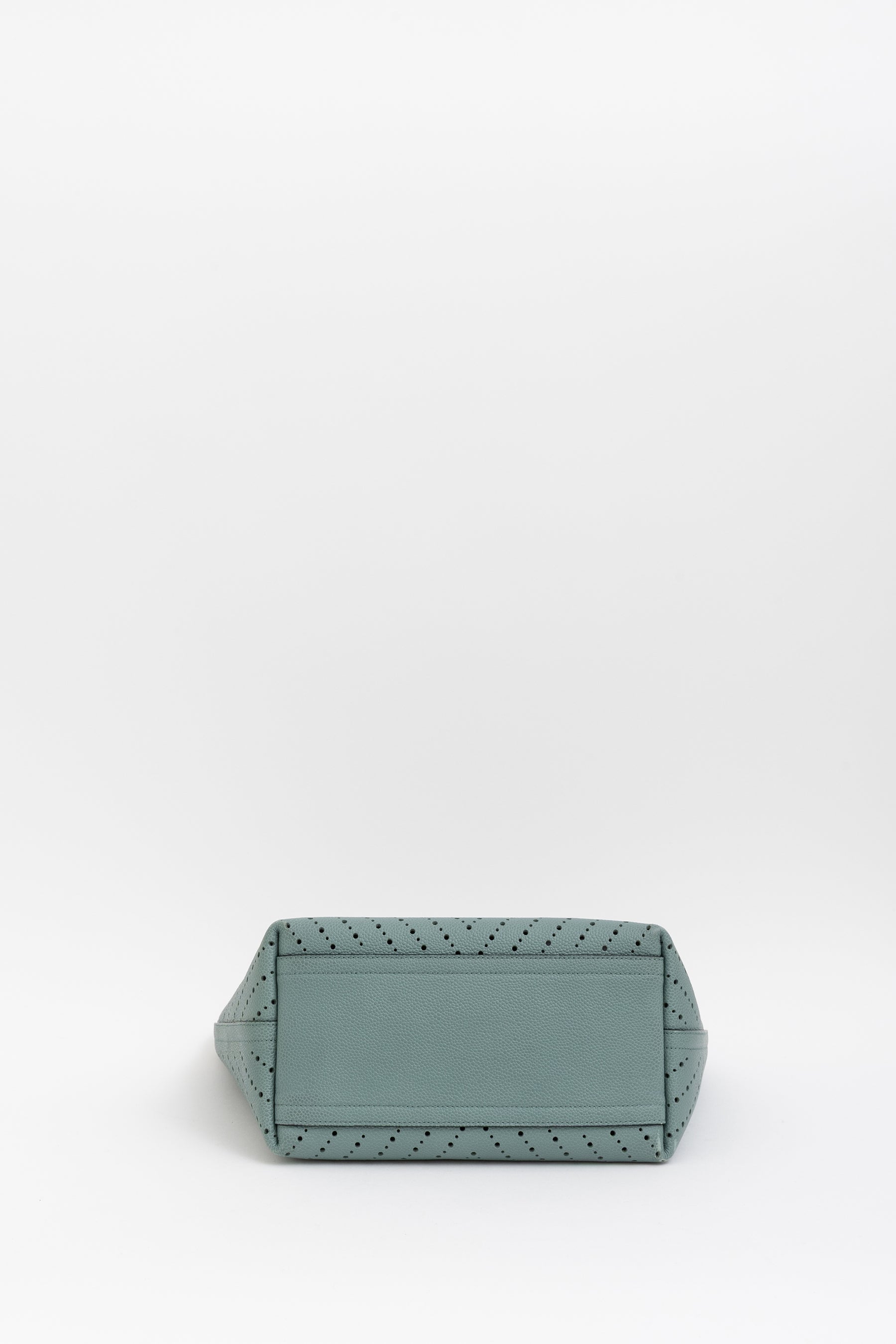 Seafoam Perforated Leather Small Tote Bag
