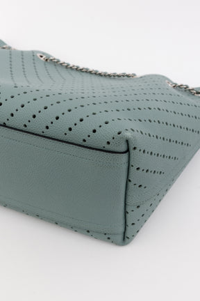 Seafoam Perforated Leather Small Tote Bag