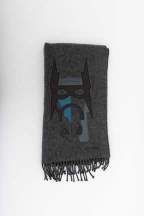 Patch Cuir Super H Cashmere Scarf in Charcoal