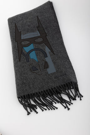Patch Cuir Super H Cashmere Scarf in Charcoal