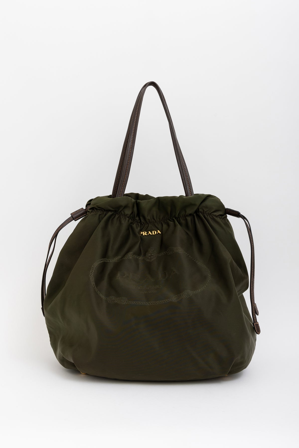 Tessuto Nylon Logo Ruched Tote Bag