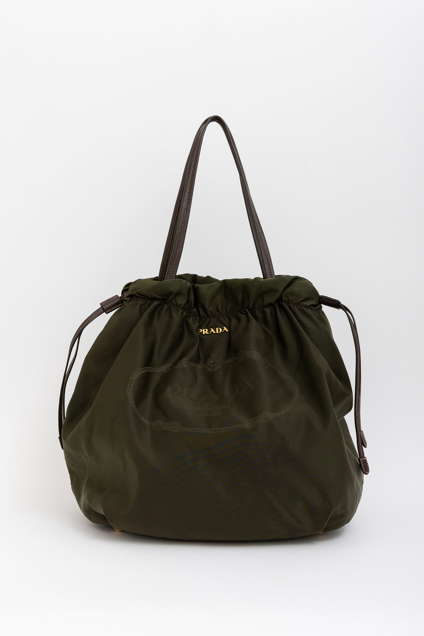 Tessuto Nylon Logo Ruched Tote Bag