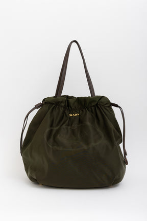 Tessuto Nylon Logo Ruched Tote Bag