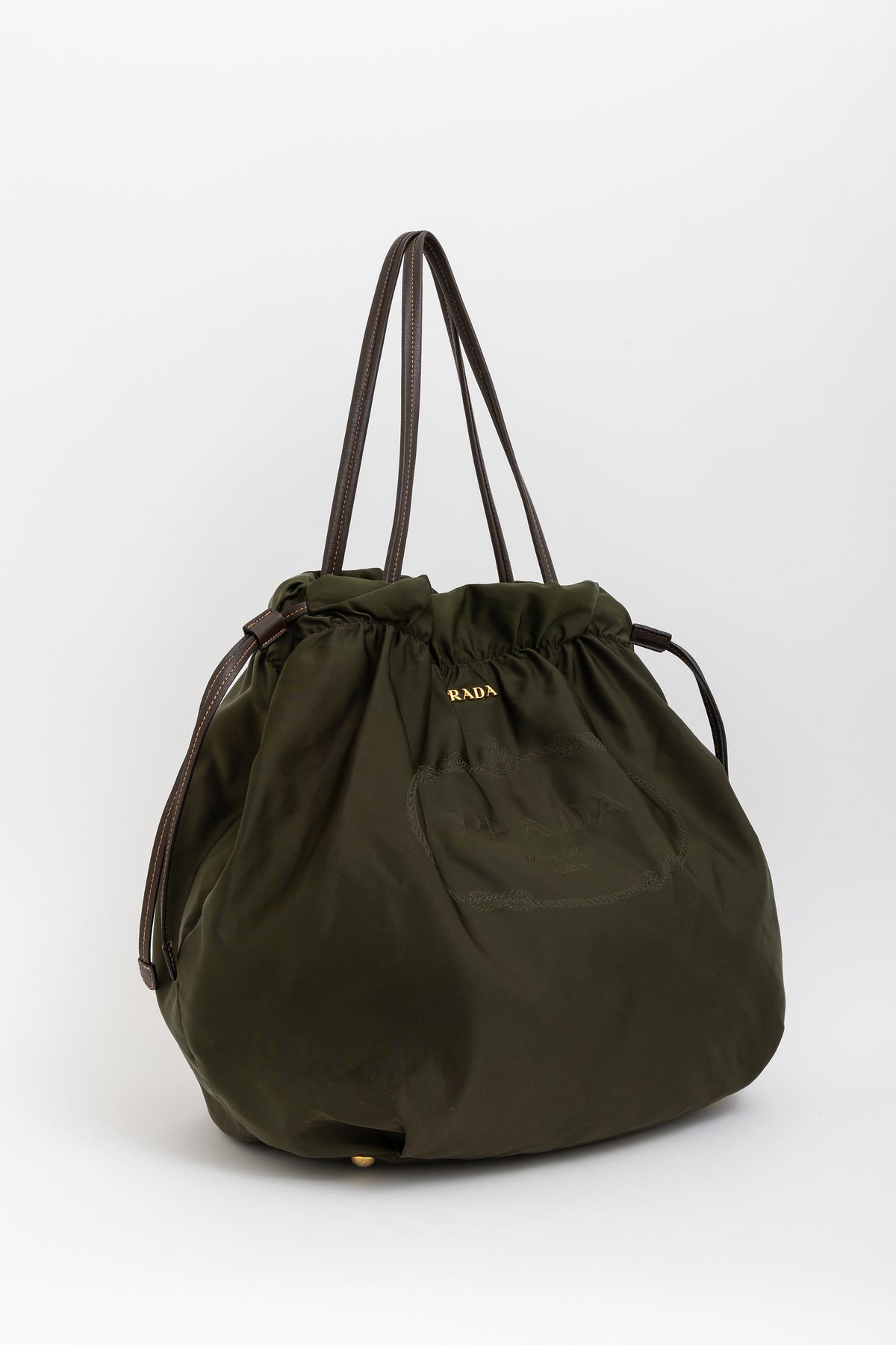 Tessuto Nylon Logo Ruched Tote Bag
