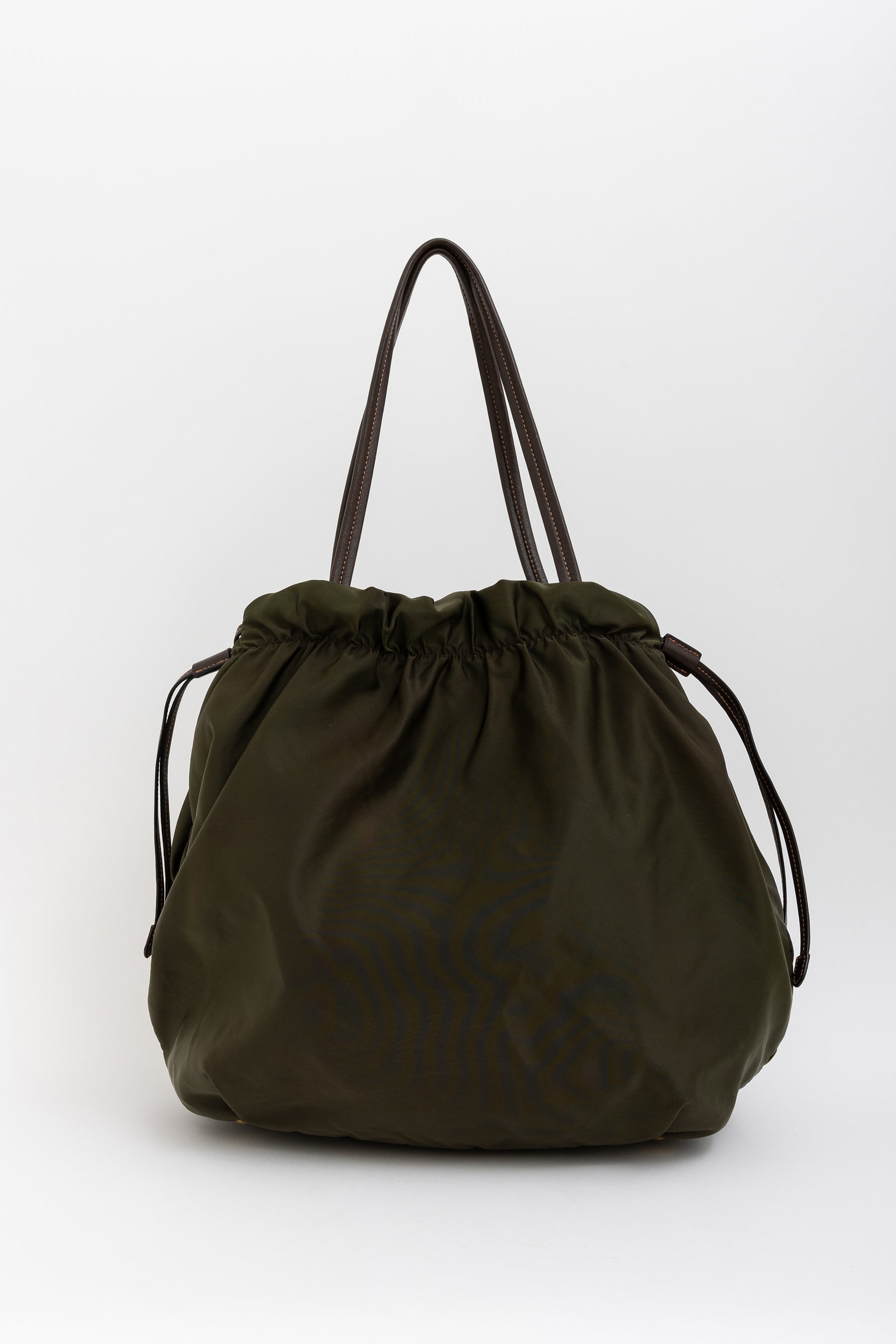 Tessuto Nylon Logo Ruched Tote Bag