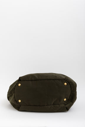 Tessuto Nylon Logo Ruched Tote Bag