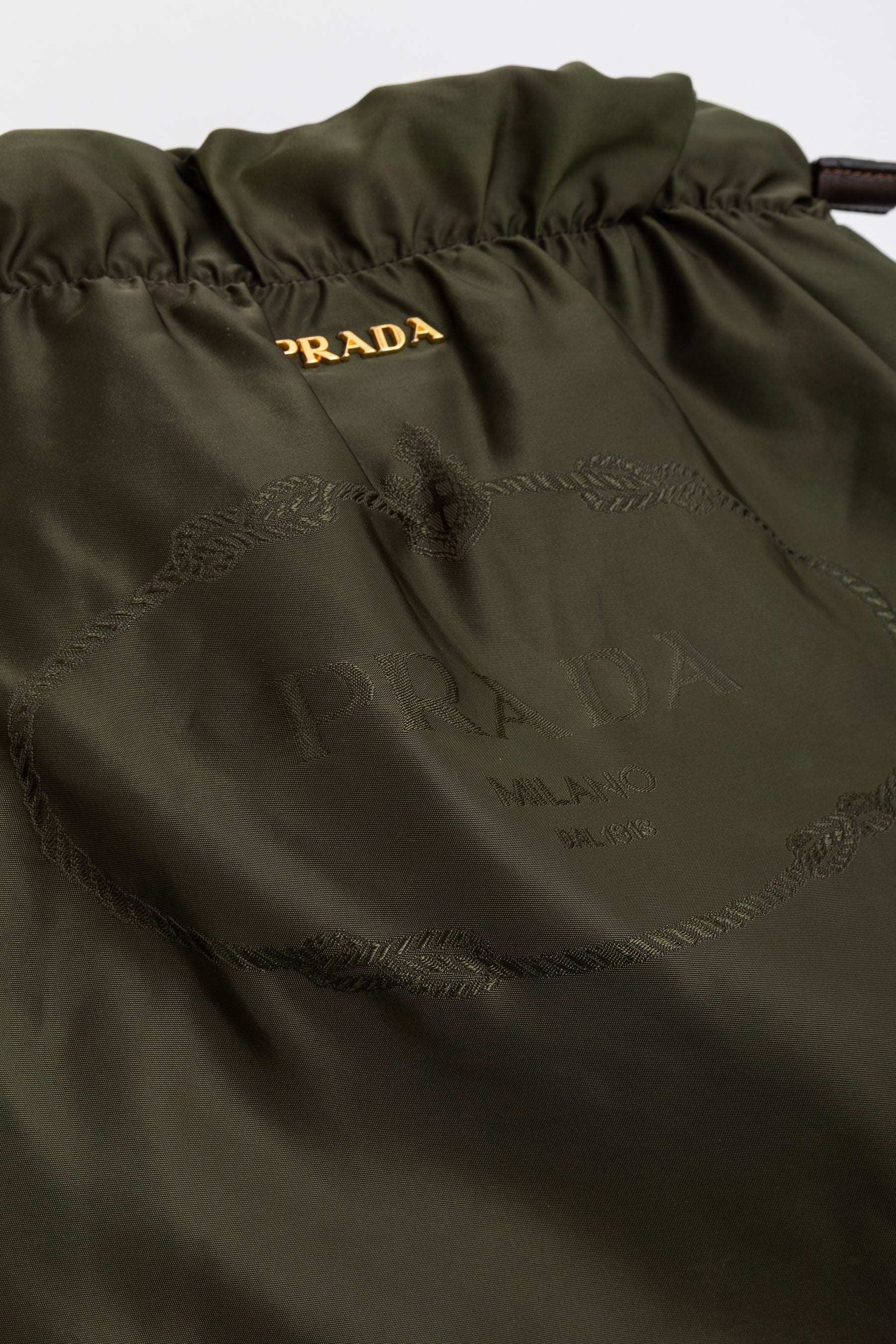Tessuto Nylon Logo Ruched Tote Bag