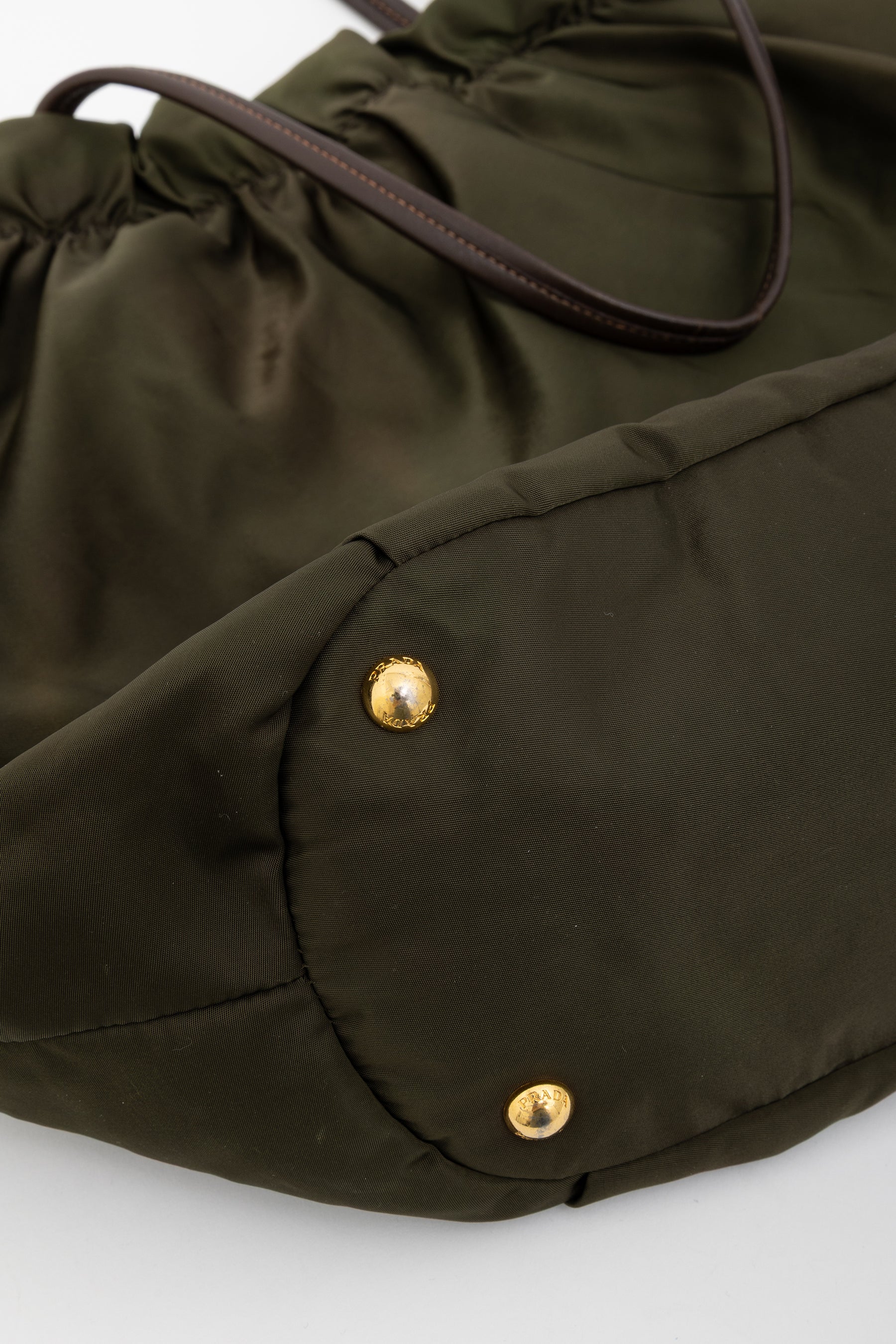 Tessuto Nylon Logo Ruched Tote Bag