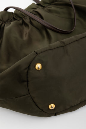 Tessuto Nylon Logo Ruched Tote Bag