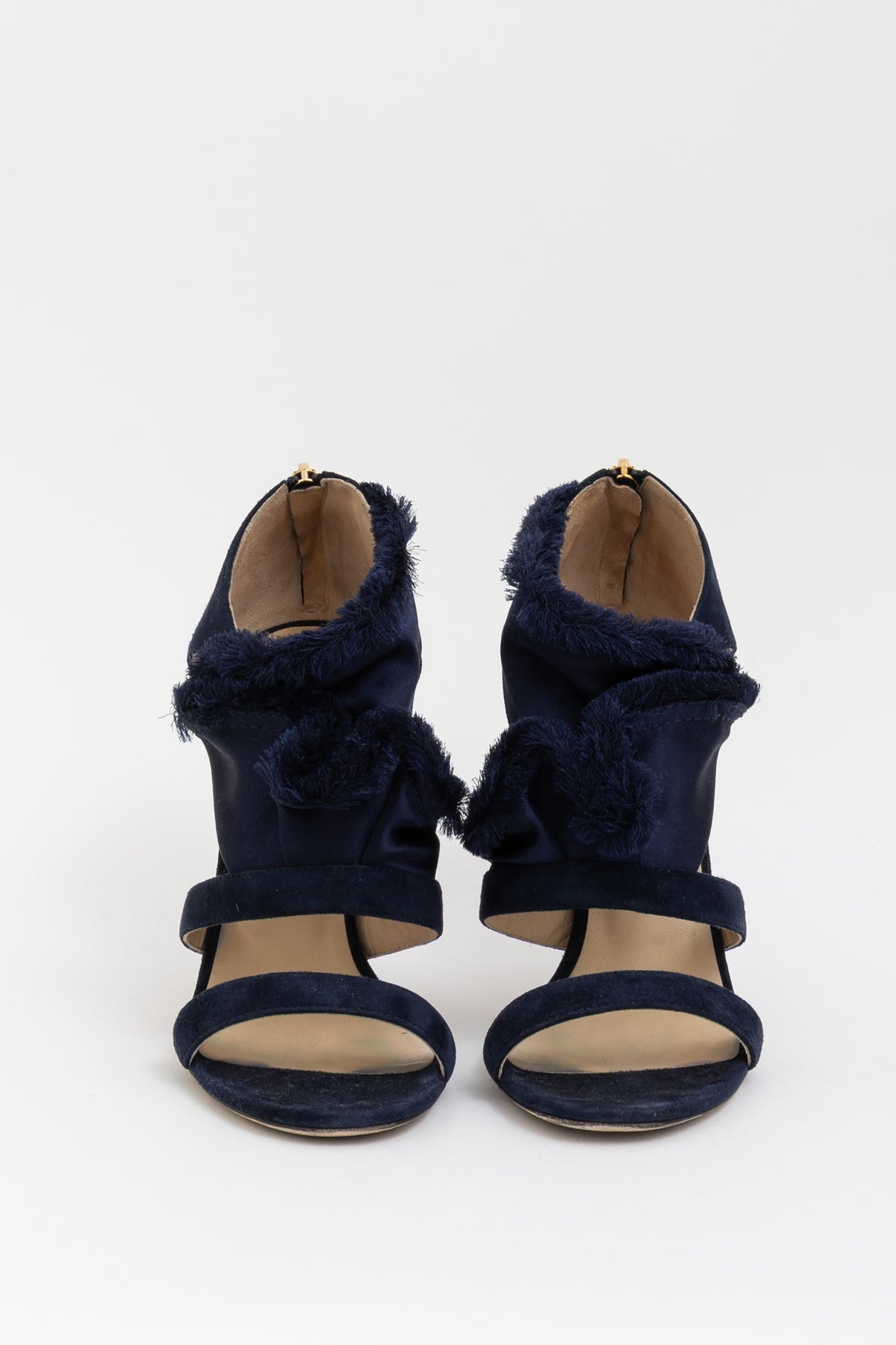 Kiki 100 Navy Fringed Heels