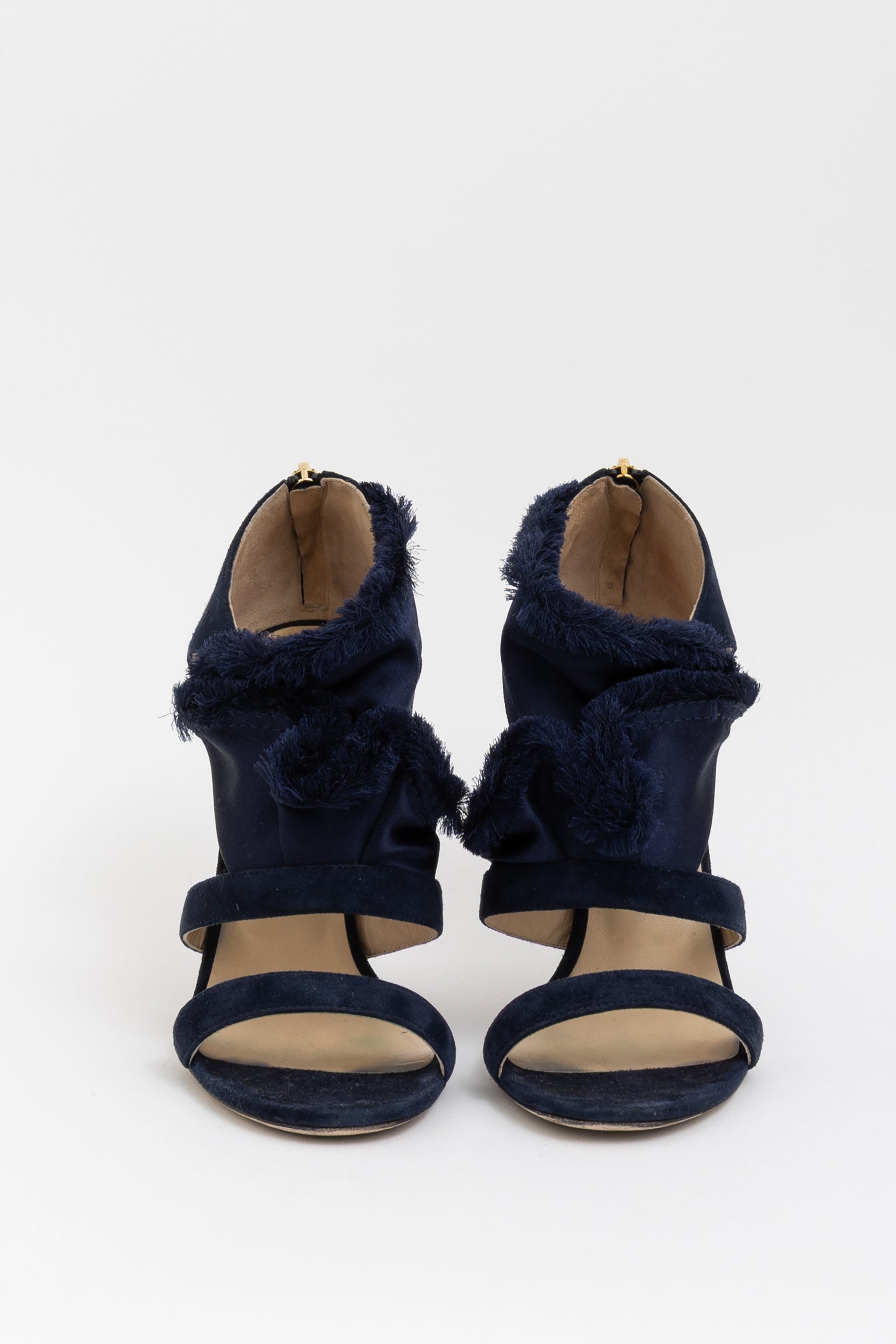 Kiki 100 Navy Fringed Heels