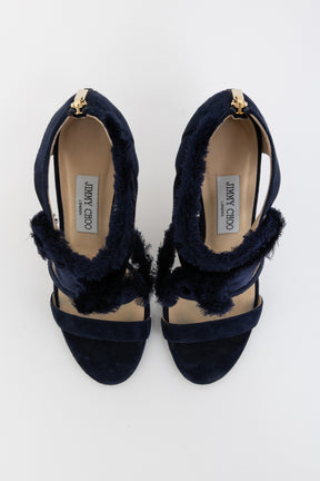 Kiki 100 Navy Fringed Heels
