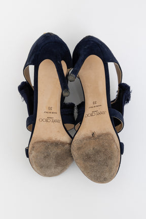 Kiki 100 Navy Fringed Heels