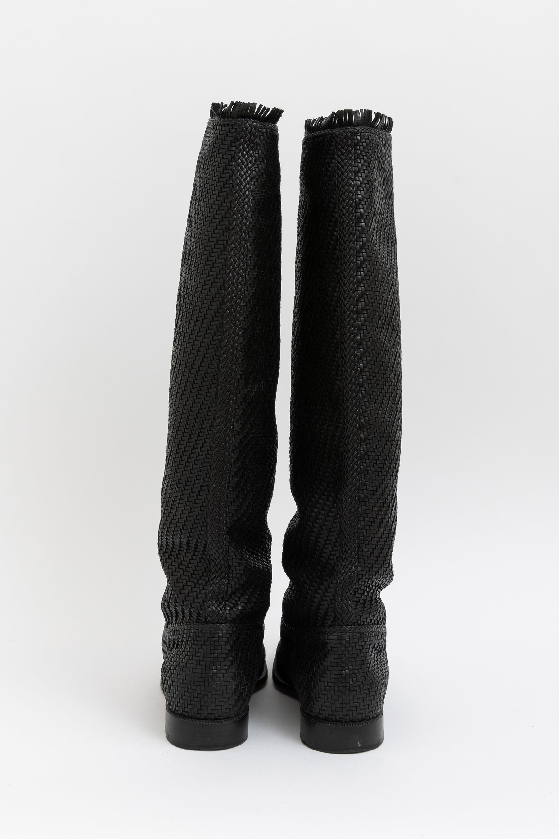 Global Woven Fringed Leather Riding Boots