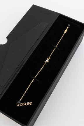 14k Gold Chain White Topaz and Diamond Bracelet