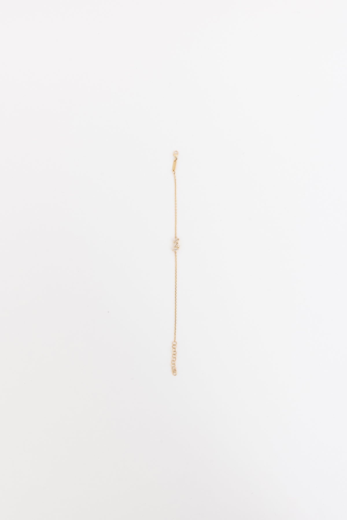 14k Gold Chain White Topaz and Diamond Bracelet