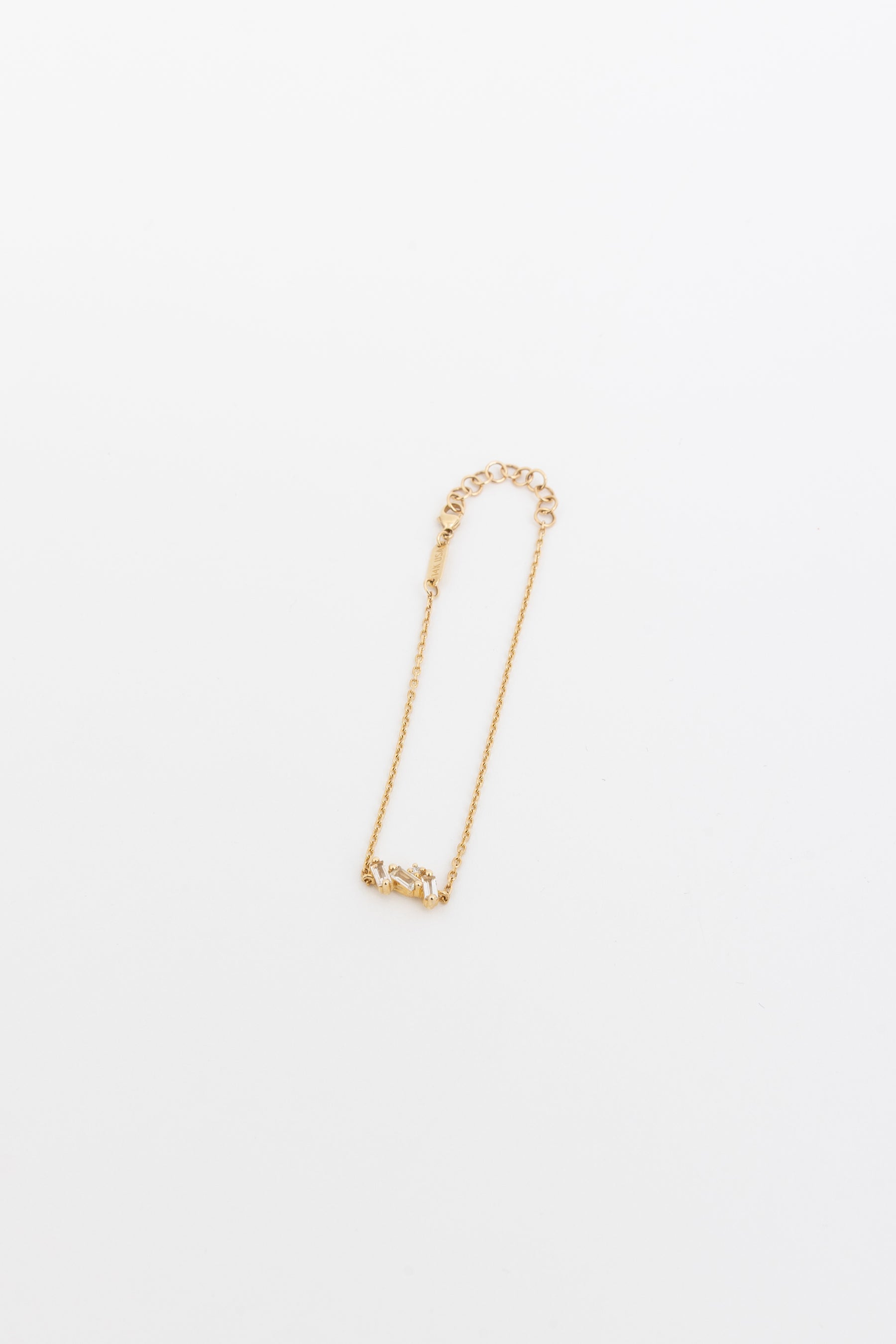 14k Gold Chain White Topaz and Diamond Bracelet