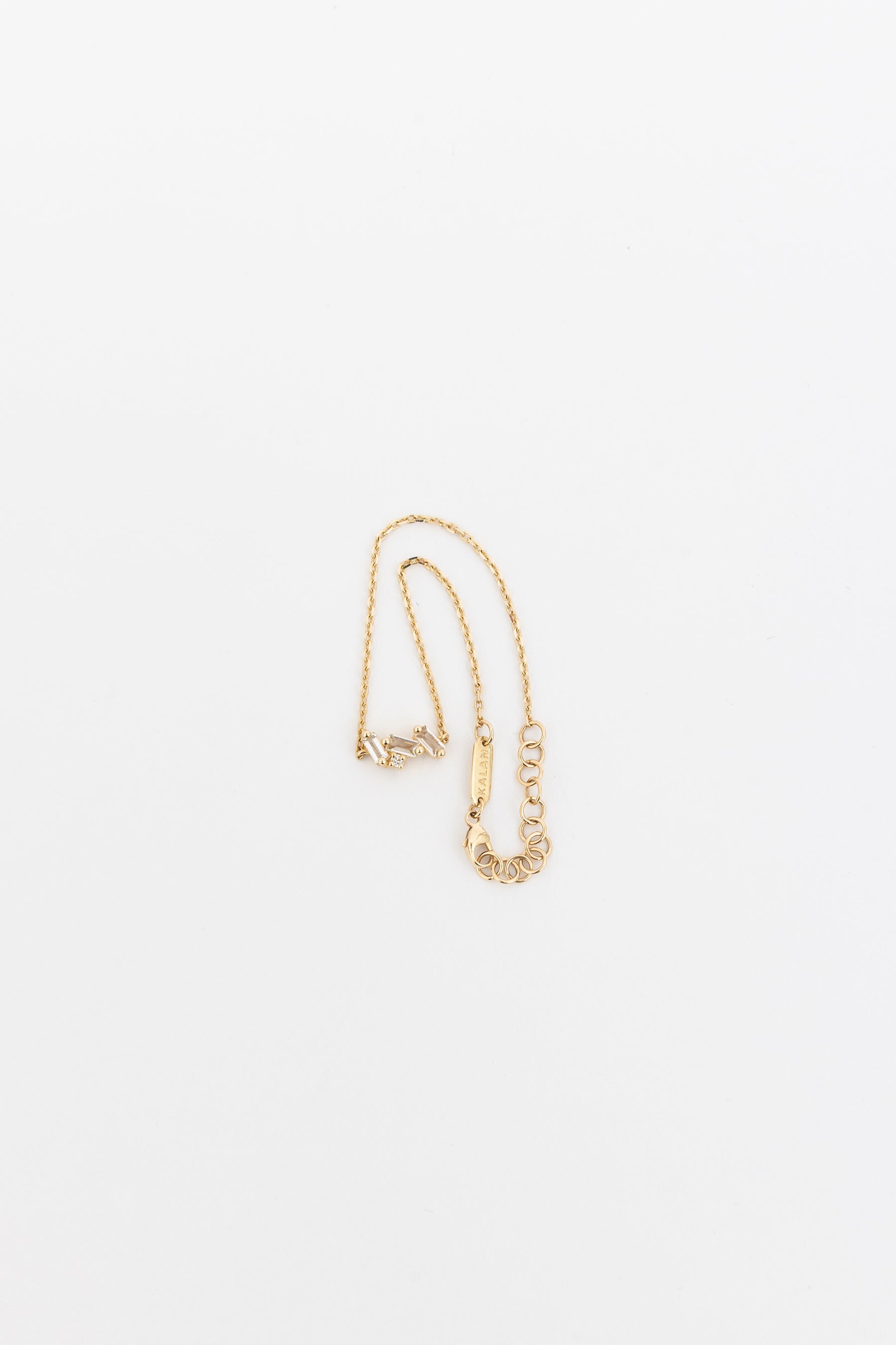 14k Gold Chain White Topaz and Diamond Bracelet