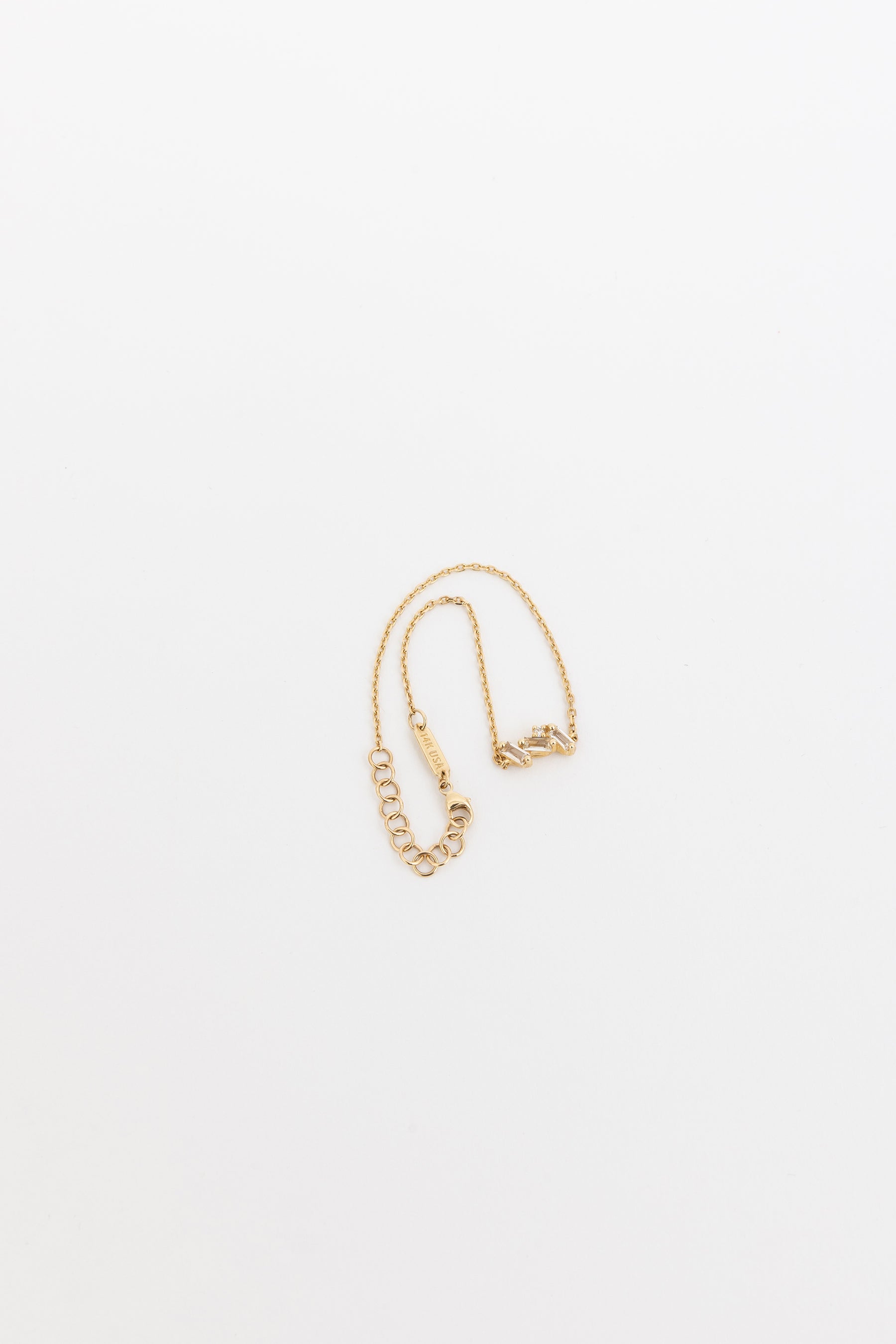 14k Gold Chain White Topaz and Diamond Bracelet