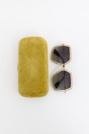 Oversized Glitter Square Frame Sunglasses