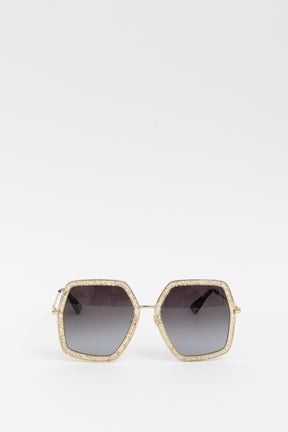 Oversized Glitter Square Frame Sunglasses