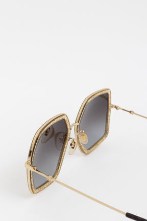 Oversized Glitter Square Frame Sunglasses