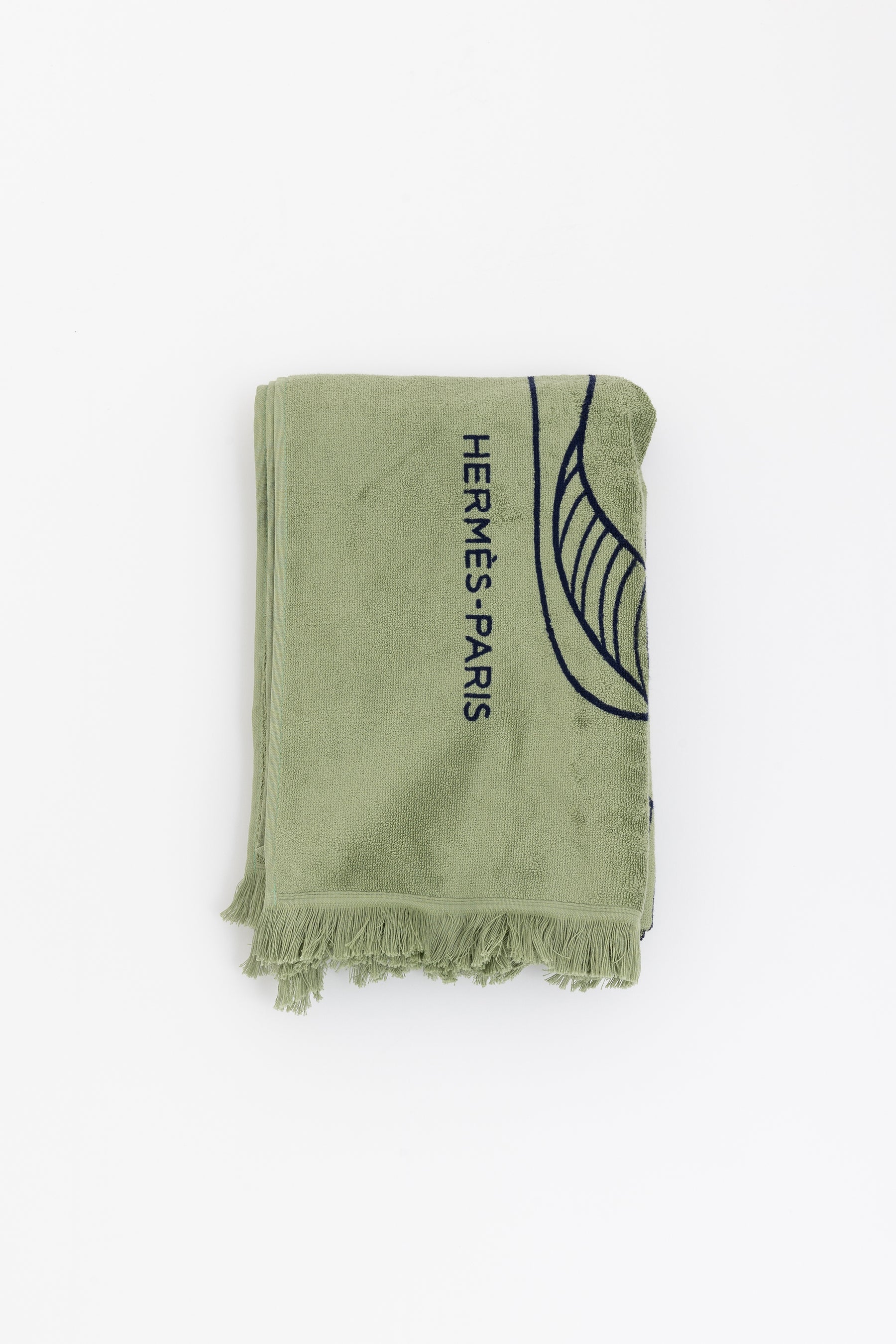 Green and Blue Boat Print Beach Towel