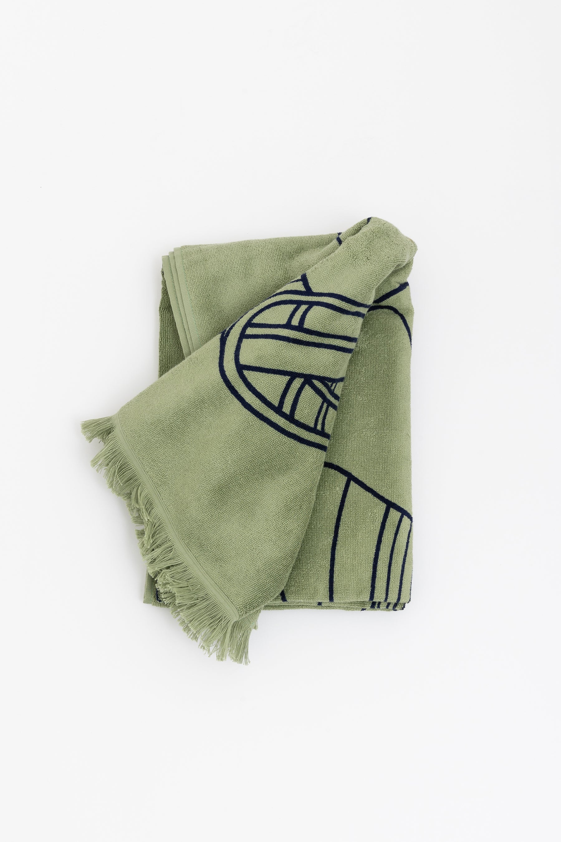 Green and Blue Boat Print Beach Towel