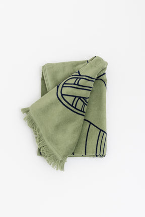 Green and Blue Boat Print Beach Towel