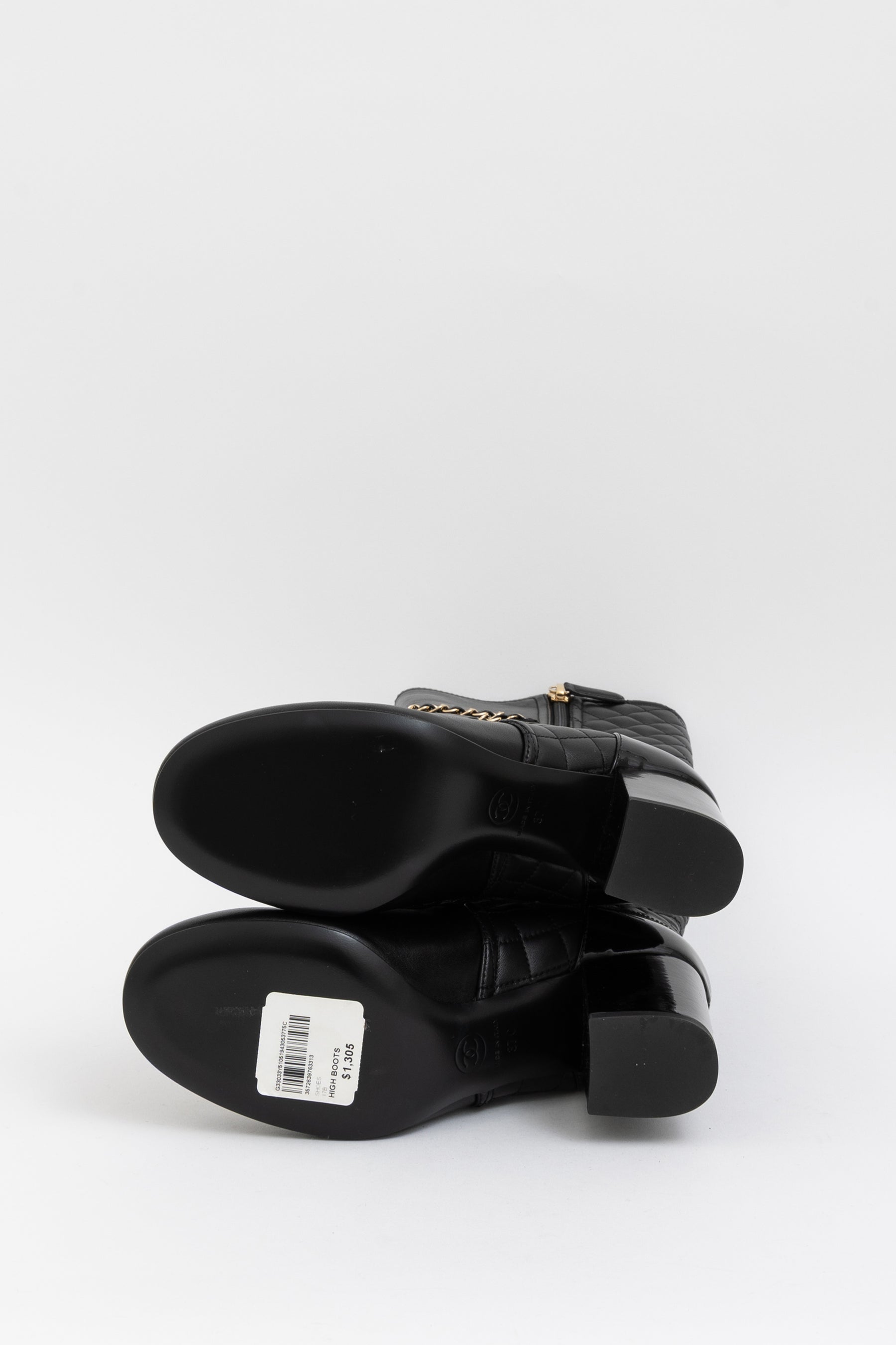 Matelasse Quilted Leather Chain Boots
