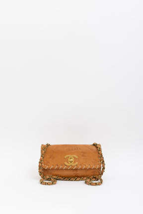 Vintage Whipstitched Medium Flap Bag