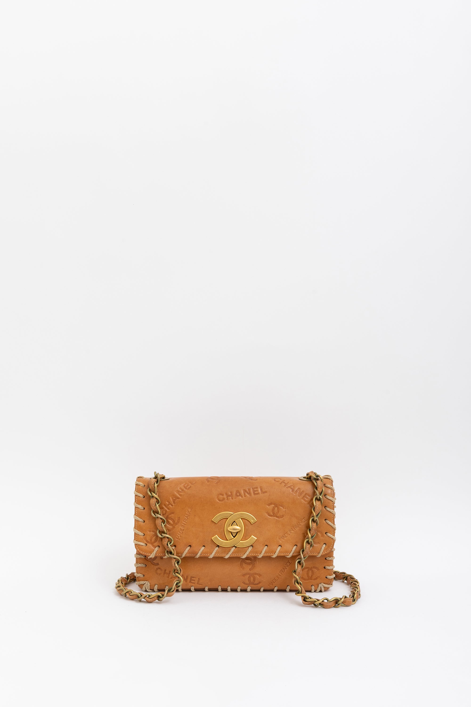 Vintage Whipstitched Medium Flap Bag