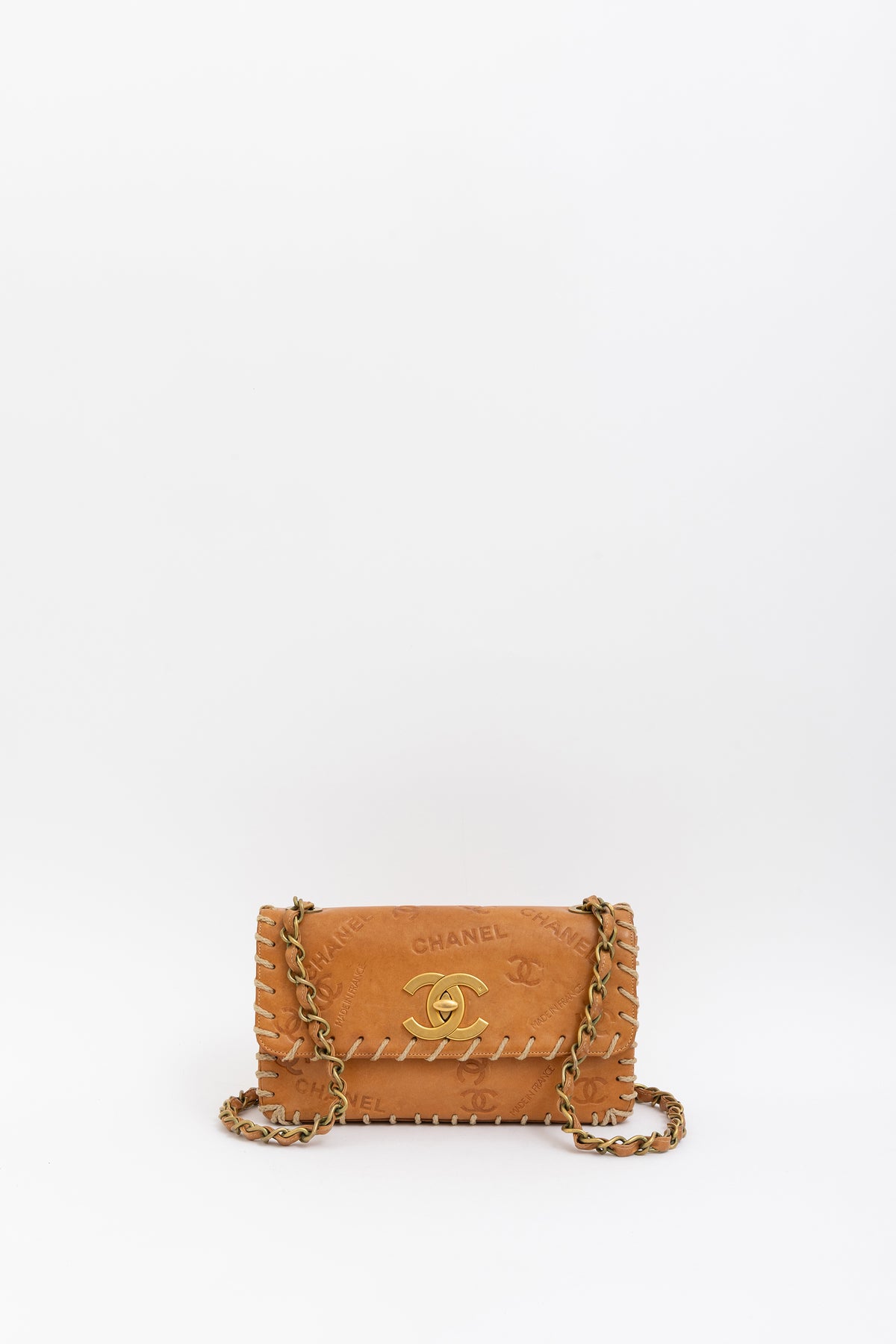 Vintage Whipstitched Medium Flap Bag