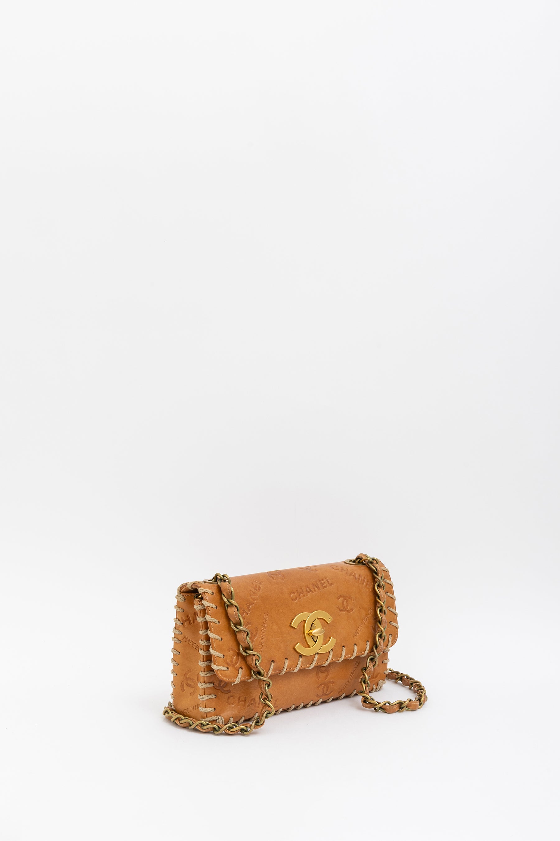 Vintage Whipstitched Medium Flap Bag