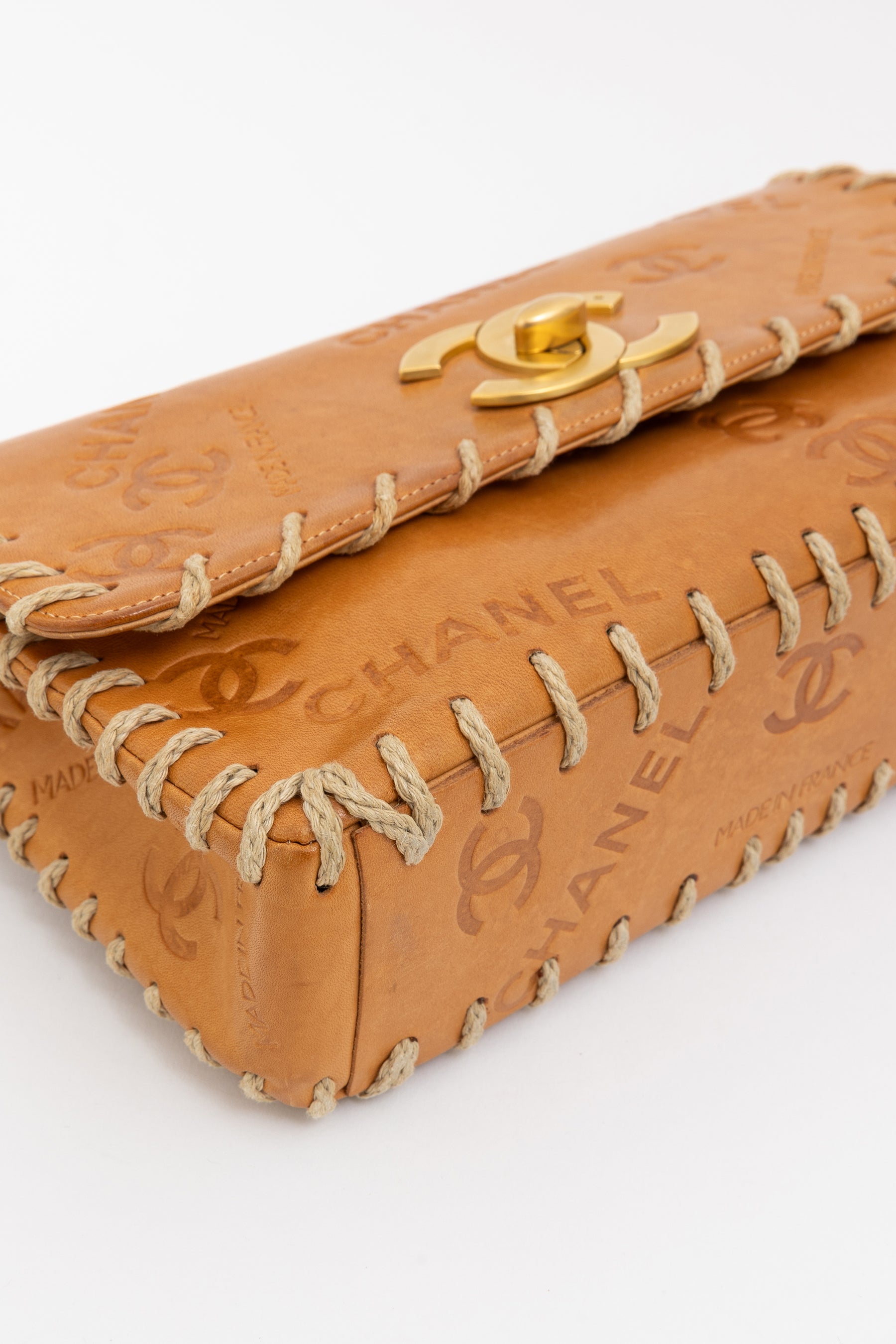 Vintage Whipstitched Medium Flap Bag