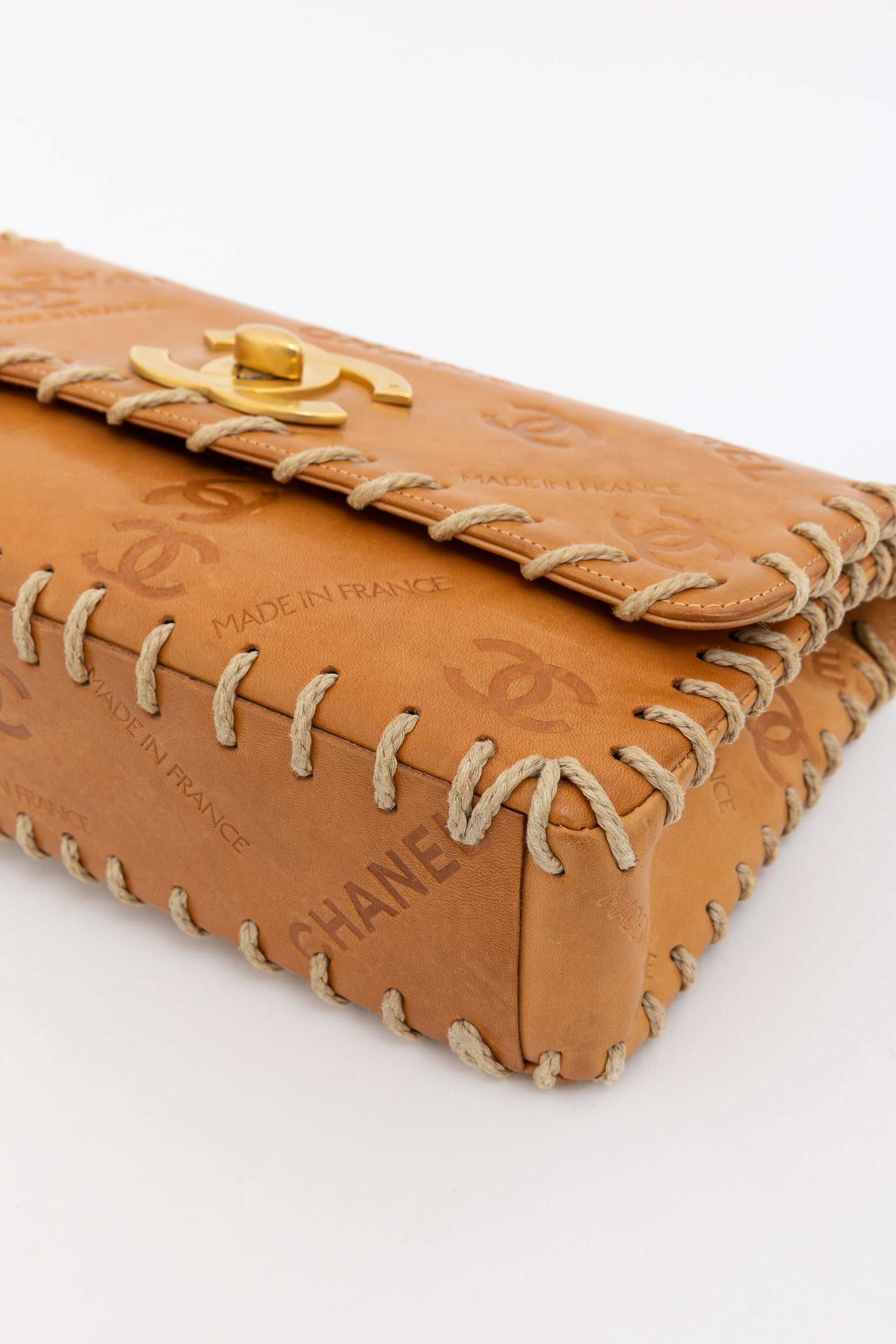 Vintage Whipstitched Medium Flap Bag