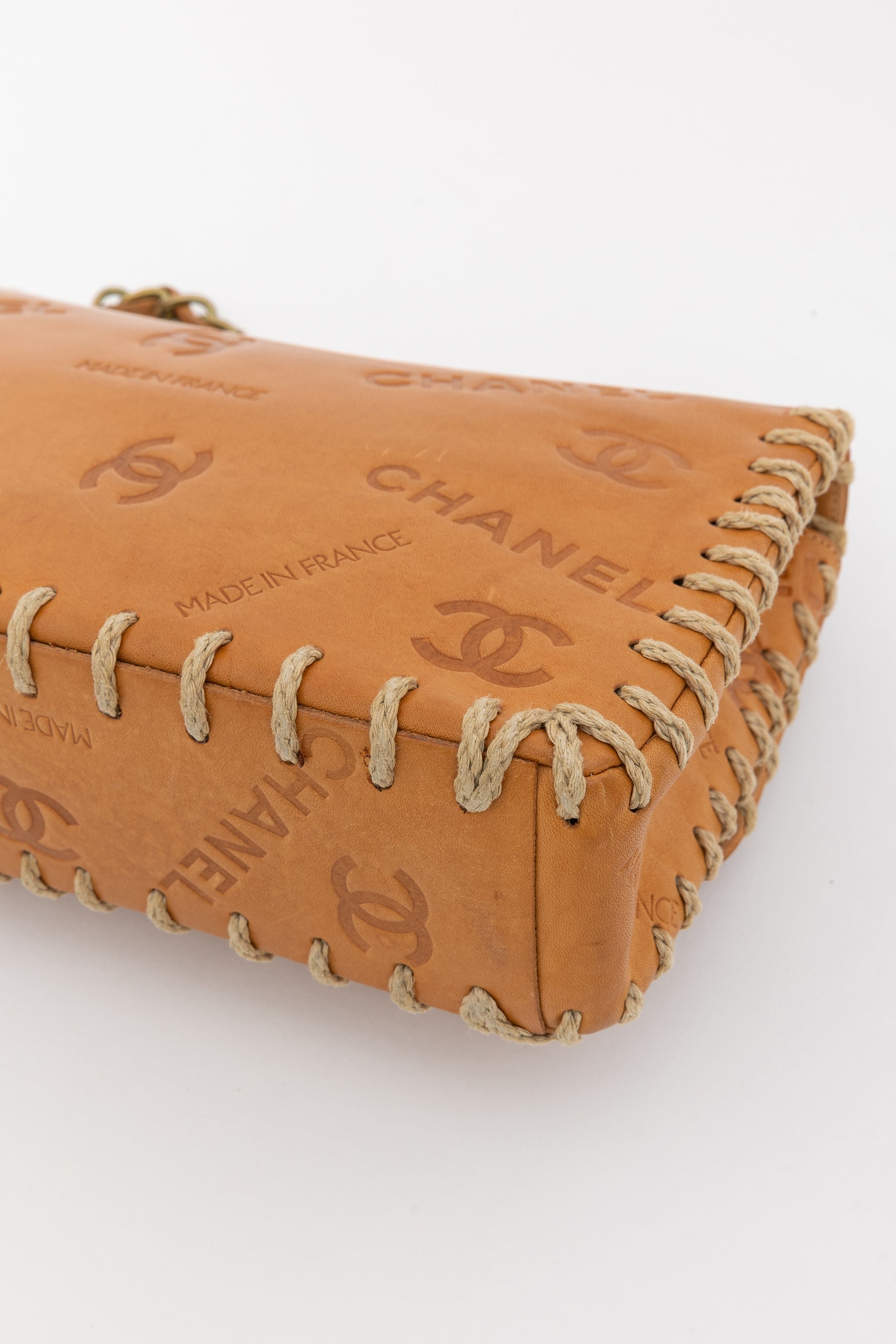 Vintage Whipstitched Medium Flap Bag