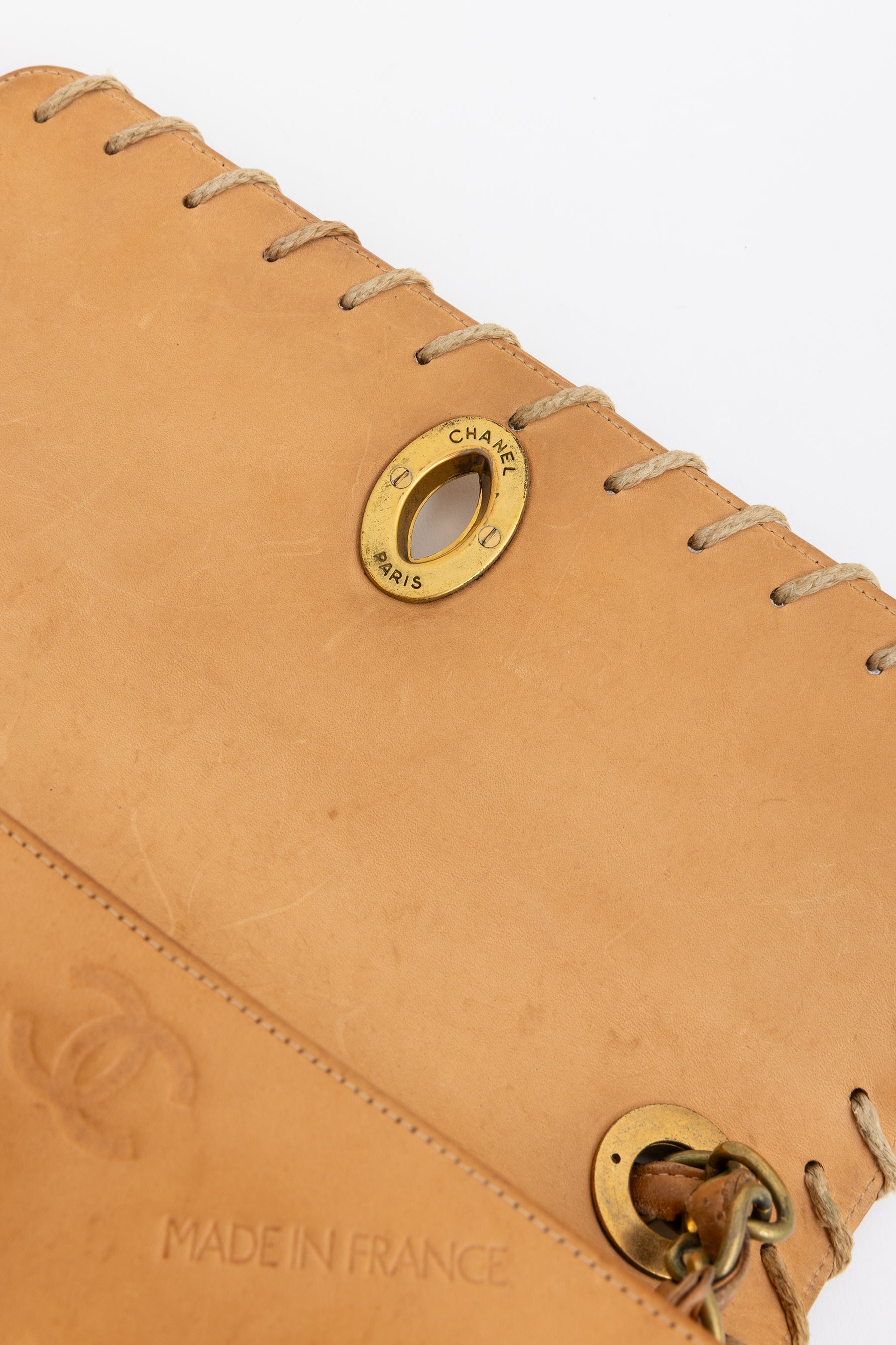 Vintage Whipstitched Medium Flap Bag