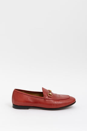 Gucci Red Leather Jordaan Loafers