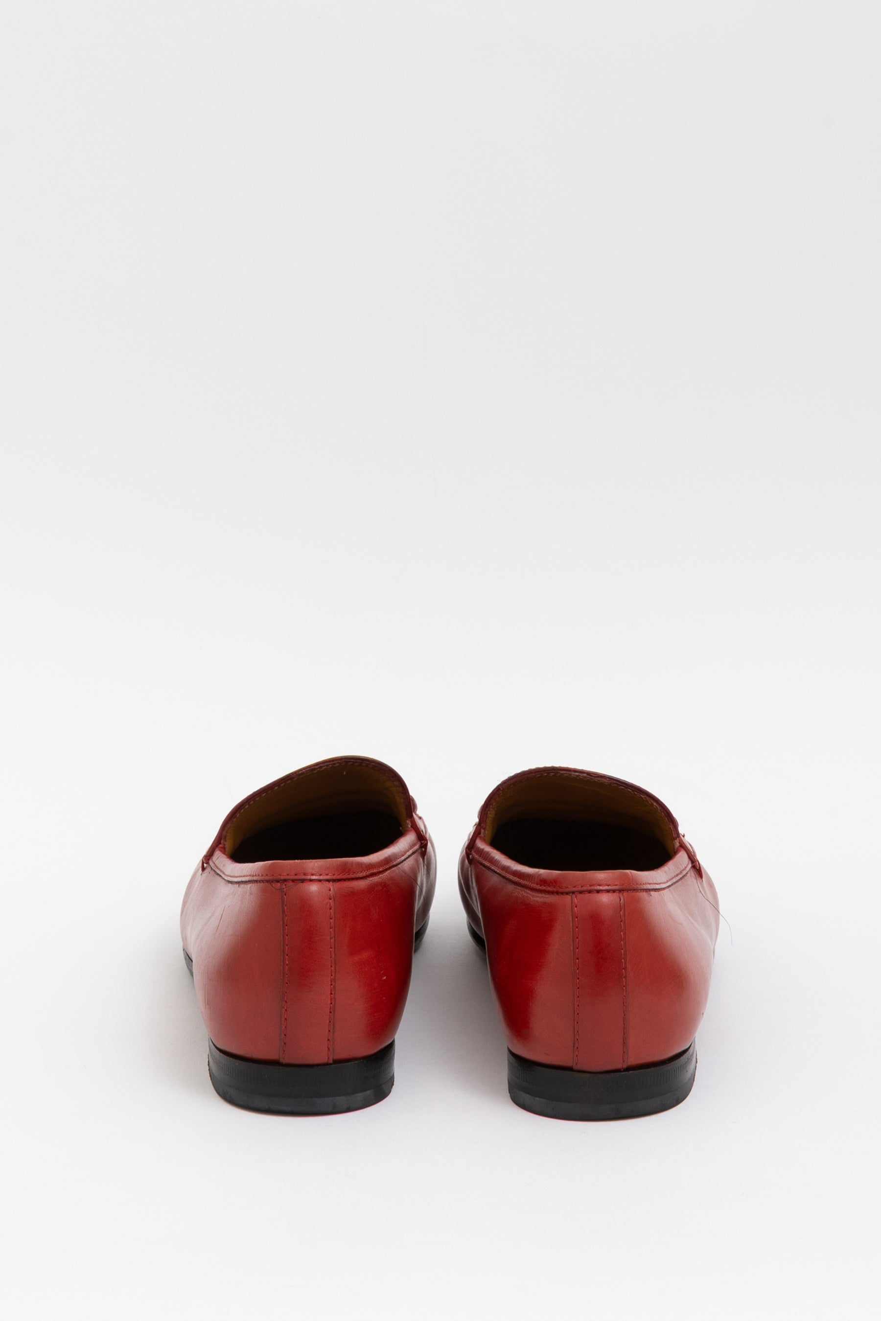 Gucci Red Leather Jordaan Loafers