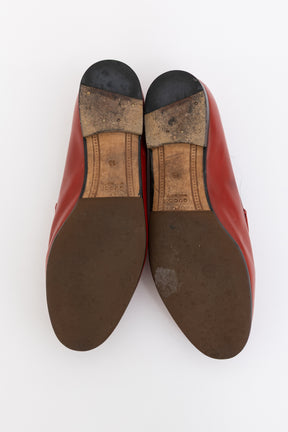 Gucci Red Leather Jordaan Loafers