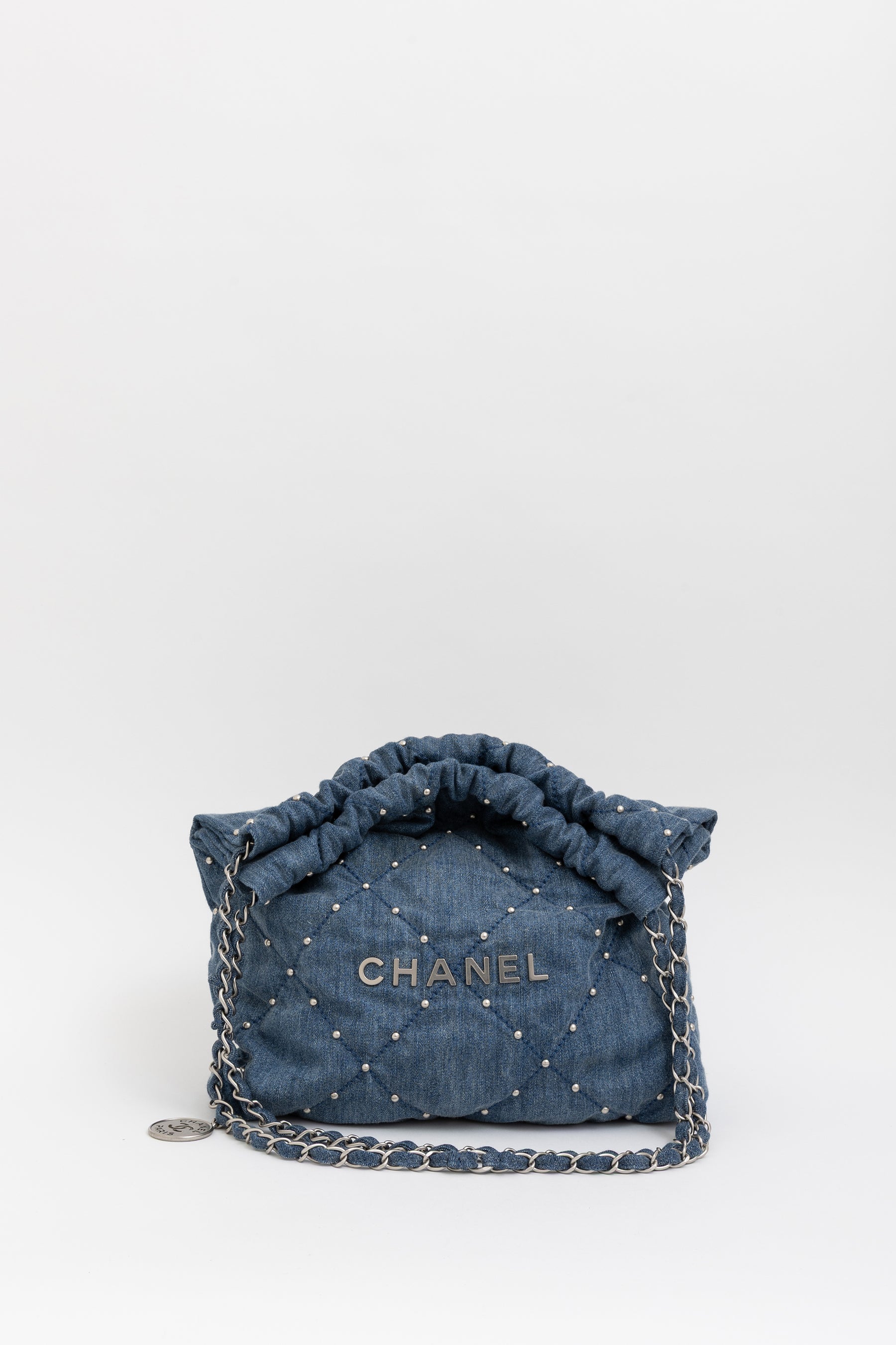 22 Small Studded Denim Bag