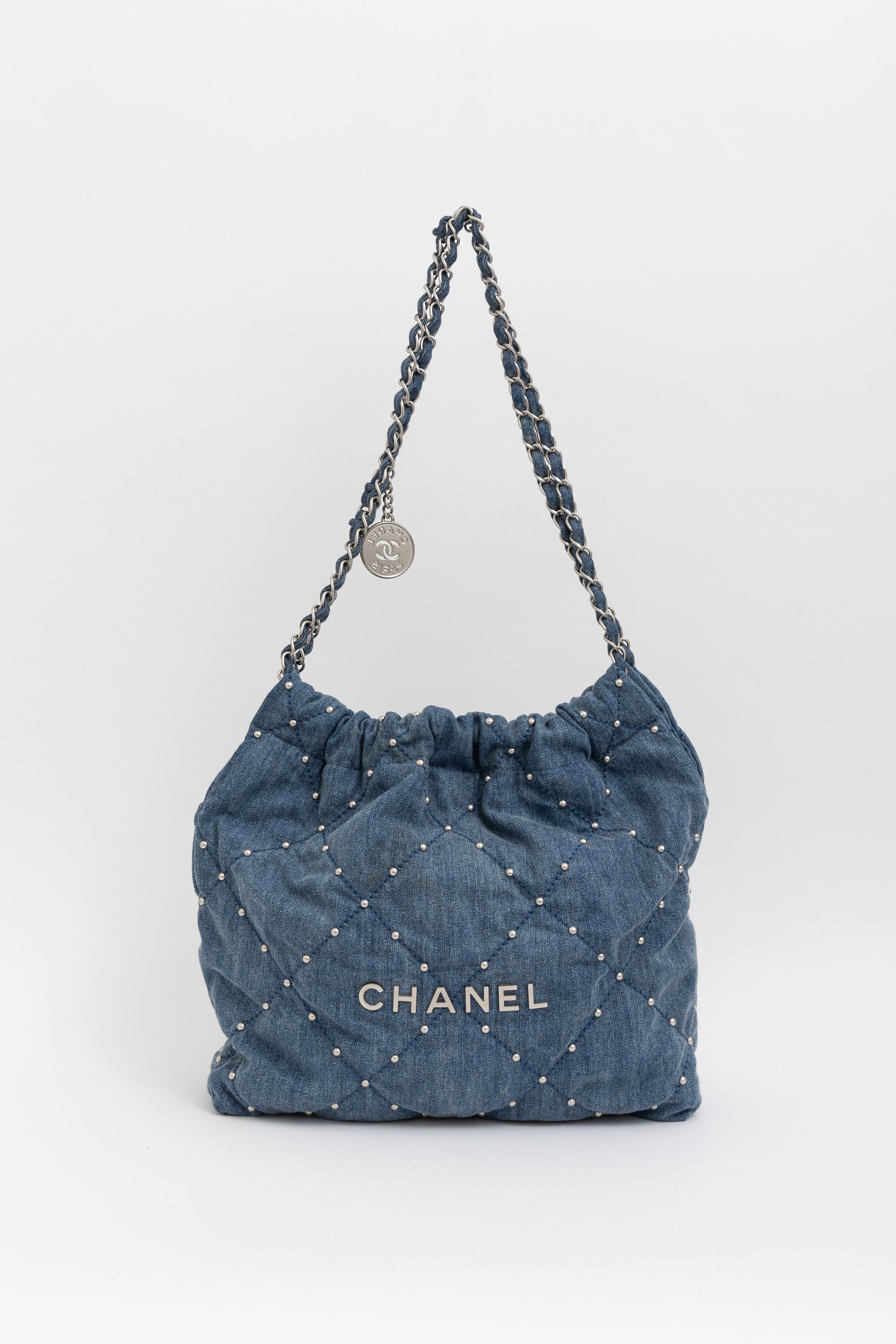 22 Small Studded Denim Bag